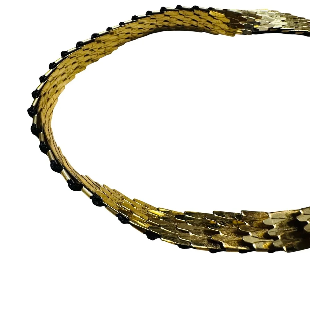 Vintage Statement Gold Tone Snake Chain Belt Geometric Buckle Classic Minimalist